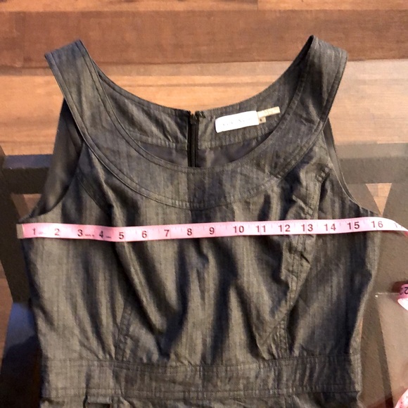 Calvin Klein Scoop Neck Empire Waist Grey Denim Dress Size 6 - Picture 6 of 7